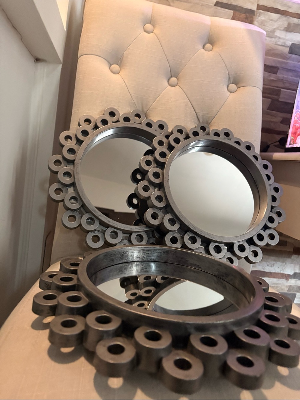 Element Decorative Wall Mirror Set (3) in Dark Gray - Used